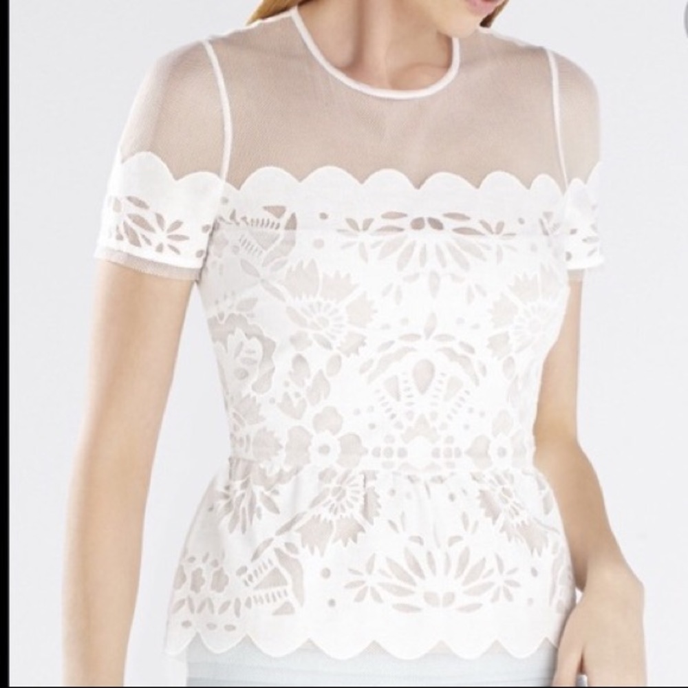 BCBGMAXZRIA scalloped top